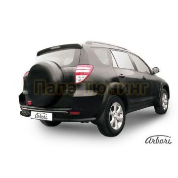 Защита задняя уголки чёрная сталь 57 мм на длинную базу Slitkoff для Toyota RAV4 2009-2010