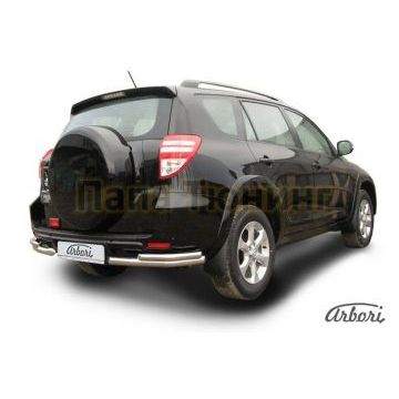 Защита задняя двойные уголки 57-42 мм на длинную базу Slitkoff для Toyota RAV4 2009-2010