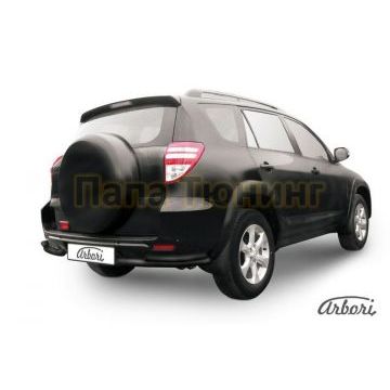 Защита задняя двойные уголки чёрная сталь 57-42 мм на длинную базу Slitkoff для Toyota RAV4 2009-2010