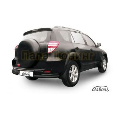 Защита задняя двойные уголки чёрная сталь 76-42 мм на длинную базу Slitkoff для Toyota RAV4 2009-2010