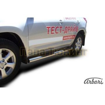 Пороги труба с накладками 76 мм Slitkoff для Toyota RAV4 2010-2013 Пороги труба с накладками 76 мм Slitkoff для Toyota RAV4 2010-2013