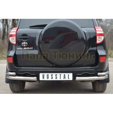 Защита задняя двойные уголки d57-d42 РусСталь для Toyota RAV4 2010-2013