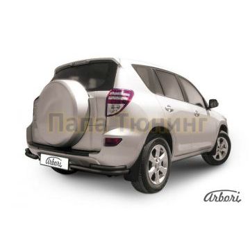 Защита задняя двойные уголки чёрная сталь 57-42 мм Slitkoff для Toyota RAV4 2010-2013