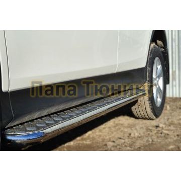 Пороги с площадкой алюминиевый лист d42 РусСталь для Toyota RAV4 2013-2015