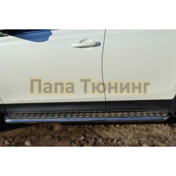 Пороги с площадкой алюминиевый лист d42 РусСталь для Toyota RAV4 2013-2015
