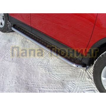 Пороги с площадкой алюминиевый лист 60 мм ТСС для Toyota RAV4 2013-2015