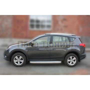 Пороги с площадкой алюминиевый лист 60 мм ALFeco для Toyota RAV4 2013-2015