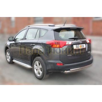 Защита заднего бампера двойная 60-42 мм ALFeco для Toyota RAV4 2013-2015