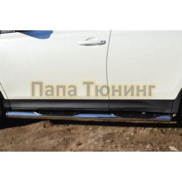 Пороги труба с накладками d76 вариант 2 РусСталь для Toyota RAV4 2013-2015