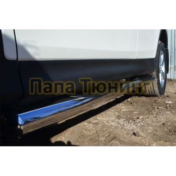 Пороги труба с накладками d76 вариант 3 РусСталь для Toyota RAV4 2013-2015