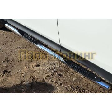 Пороги труба с накладками d76 вариант 3 РусСталь для Toyota RAV4 2013-2015