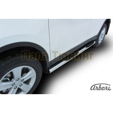 Пороги труба с накладками 76 мм Slitkoff для Toyota RAV4 2013-2015