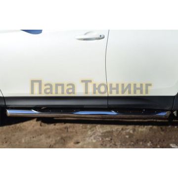 Пороги труба с накладками d76 вариант 1 РусСталь для Toyota RAV4 2013-2015
