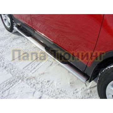 Пороги труба овальная с накладками 120х60 мм ТСС для Toyota RAV4 2013-2015