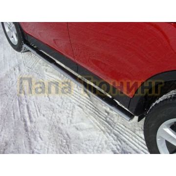 Пороги труба овальная с накладками 75х42 мм ТСС для Toyota RAV4 2013-2015