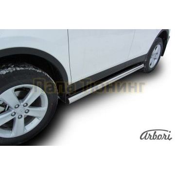 Защита штатных порогов труба 76 мм Slitkoff для Toyota RAV4 2013-2015 Защита штатных порогов труба 76 мм Slitkoff для Toyota RAV4 2013-2015