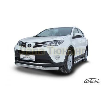 Защита передняя двойная 76-57 мм Slitkoff для Toyota RAV4 2013-2015 Защита передняя двойная 76-57 мм Slitkoff для Toyota RAV4 2013-2015