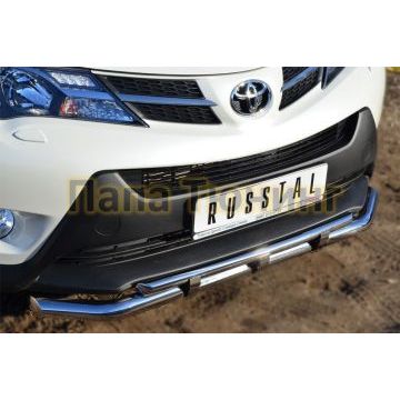 Защита передняя двойная с декором d57-d42 РусСталь для Toyota RAV4 2013-2015
