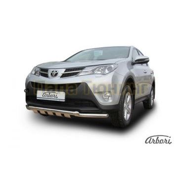 Защита передняя двойная с накладками 57-57 мм Slitkoff для Toyota RAV4 2013-2015 Защита передняя двойная с накладками 57-57 мм Slitkoff для Toyota RAV4 2013-2015