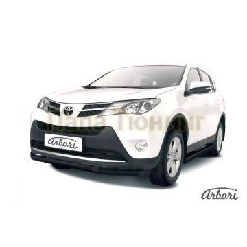 Защита передняя чёрная сталь двойная 57-57 мм Slitkoff для Toyota RAV4 2013-2015 Защита передняя чёрная сталь двойная 57-57 мм Slitkoff для Toyota RAV4 2013-2015