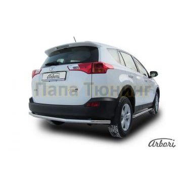 Защита заднего бампера длинная 57 мм Slitkoff для Toyota RAV4 2013-2015 Защита заднего бампера длинная 57 мм Slitkoff для Toyota RAV4 2013-2015