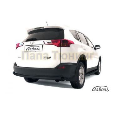 Защита заднего бампера чёрная сталь радиусная 57 мм Slitkoff для Toyota RAV4 2013-2015 Защита заднего бампера чёрная сталь радиусная 57 мм Slitkoff для Toyota RAV4 2013-2015