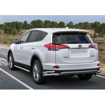 Защита задняя двойные уголки 57-42 мм Rival для Toyota RAV4 2015-2019