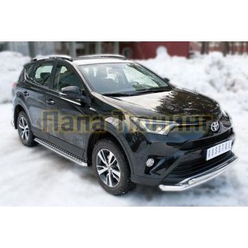Пороги с площадкой алюминиевый лист d42 РусСталь для Toyota RAV4 2015-2019