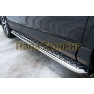 Пороги с площадкой алюминиевый лист d42 вариант 2 РусСталь для Toyota RAV4 2015-2019