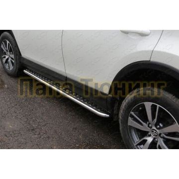 Пороги с площадкой алюминиевый лист 42 мм ТСС для Toyota RAV4 2015-2019 Пороги с площадкой алюминиевый лист 42 мм ТСС для Toyota RAV4 2015-2019