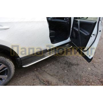 Пороги с площадкой нержавеющий лист 42 мм ТСС для Toyota RAV4 2015-2019 Пороги с площадкой нержавеющий лист 42 мм ТСС для Toyota RAV4 2015-2019