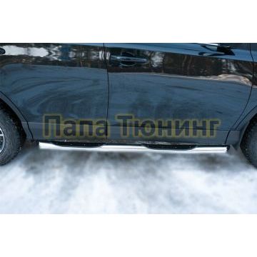 Пороги труба с накладками d76 вариант 1 РусСталь для Toyota RAV4 2015-2019