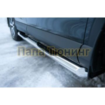 Пороги труба с накладками d76 вариант 1 РусСталь для Toyota RAV4 2015-2019