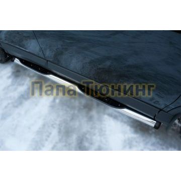 Пороги труба с накладками d76 вариант 2 РусСталь для Toyota RAV4 2015-2019