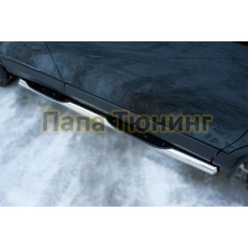 Пороги труба с накладками d76 вариант 3 РусСталь для Toyota RAV4 2015-2019