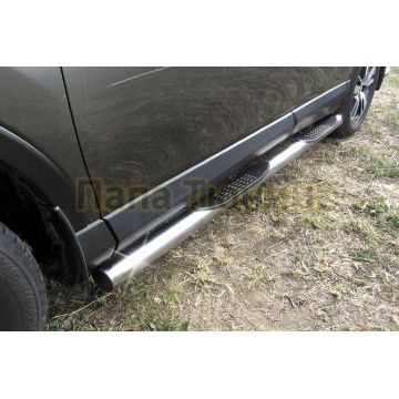 Пороги труба с накладками 76 мм Slitkoff для Toyota RAV4 2015-2019 Пороги труба с накладками 76 мм Slitkoff для Toyota RAV4 2015-2019