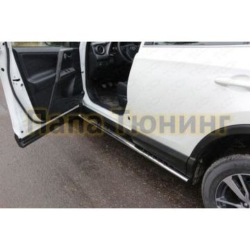 Пороги труба овальная с проступью 75х42 мм ТСС для Toyota RAV4 2015-2019 Пороги труба овальная с проступью 75х42 мм ТСС для Toyota RAV4 2015-2019