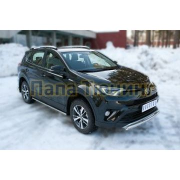 Пороги труба овальная с проступью 75х42мм РусСталь для Toyota RAV4 2015-2019