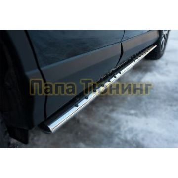Пороги труба овальная с проступью 75х42мм РусСталь для Toyota RAV4 2015-2019