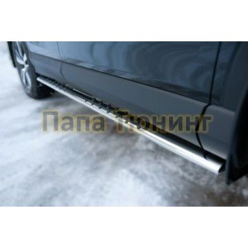 Пороги труба овальная с проступью 75х42мм РусСталь для Toyota RAV4 2015-2019