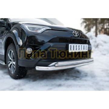 Защита передняя двойная 63-75х42 мм РусСталь для Toyota RAV4 2015-2019