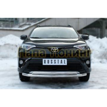 Защита передняя двойная 63-75х42 мм РусСталь для Toyota RAV4 2015-2019