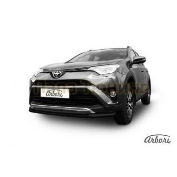Защита передняя чёрная сталь двойная 57-42 мм Slitkoff для Toyota RAV4 2015-2019