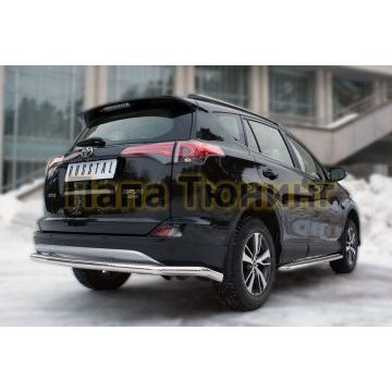 Защита заднего бампера d57 секции РусСталь для Toyota RAV4 2015-2019