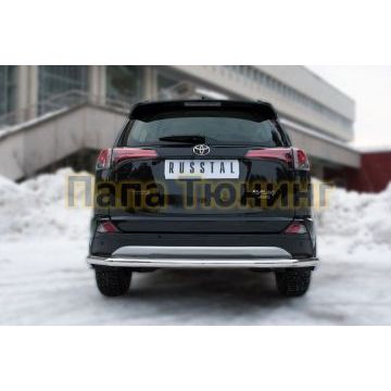 Защита заднего бампера d57 секции РусСталь для Toyota RAV4 2015-2019
