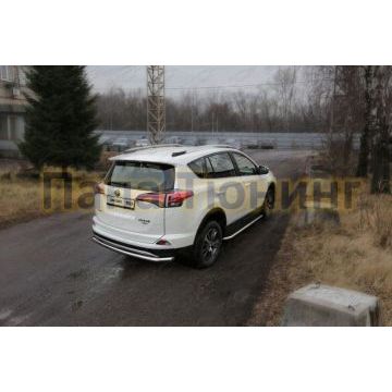 Защита заднего бампера центральная 60 мм ТСС для Toyota RAV4 2015-2019