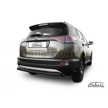 Защита заднего бампера чёрная сталь радиусная 57 мм Slitkoff для Toyota RAV4 2015-2019