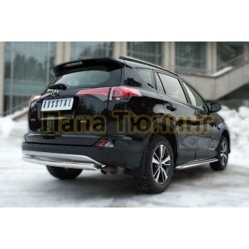 Защита заднего бампера овальная 75х42 мм РусСталь для Toyota RAV4 2015-2019