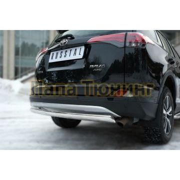 Защита заднего бампера овальная 75х42 мм РусСталь для Toyota RAV4 2015-2019