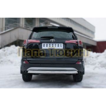 Защита заднего бампера овальная 75х42 мм РусСталь для Toyota RAV4 2015-2019
